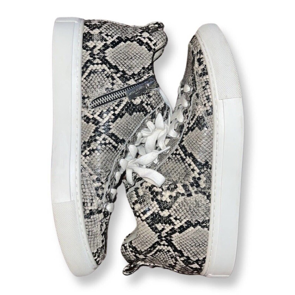 J/Slides | Gray Black Vegan Snake Print Almond To… - image 5